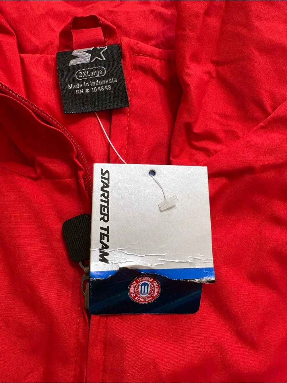 STARTER Red Windbreaker with Navy & White Trim and Embroidered 'A' Logo